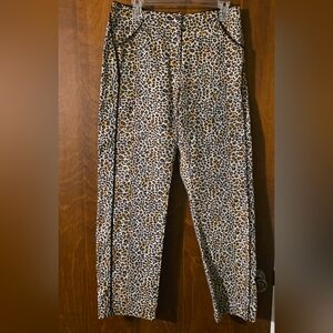 Vintage Leopard Print Women's Straight Leg Pants